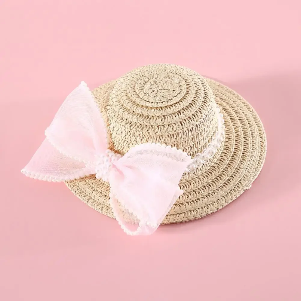 New Straw Pet Hat Cat Dog Summer Sun Shade Straw Hat Pet Puppy Accessories Small Dog Hat Sweet Bow Hats for Cats Pet Hats