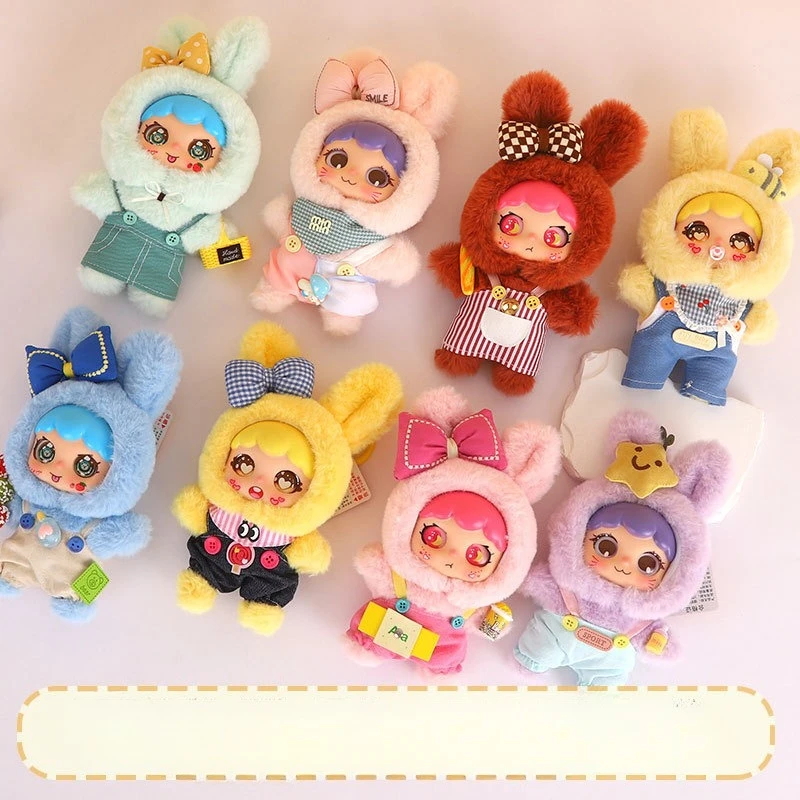 

Adorable Rabbit Plush Toys A Rabbit Doll with Clothes Brightly Colored Vinyl Dolls Kids Toys Home Decor Girls Birthday Gift
