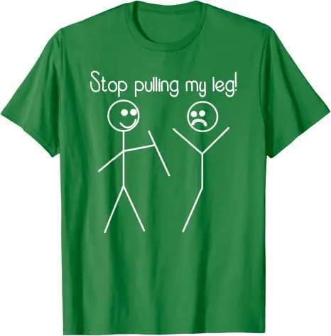 Lustiges T-Shirt mit dem Slogan „Hör auf, mir am Bein zu ziehen“, Y2k Humorvolle Strichmännchen-Slogan-T-Shirts, Humorvolles Strichmännchen-Joker-Slogan-T-Shirt – Detail 8