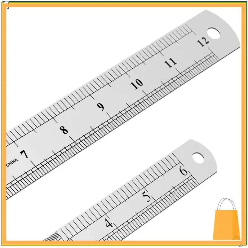L53A-3X Stainless Steel Ruler 12 Inch + 6 Inch Metal Rulers