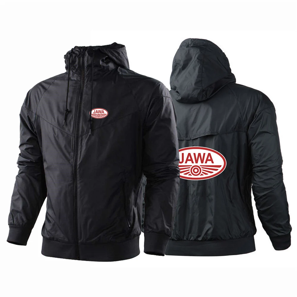 

2024 Men New JAWA Motorcycle Spring and Autumn Printed Breathable Color Matching Windbreaker Harajuku Zipper Jacket Coats Tops