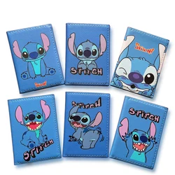 Funda de cuero para pasaporte de Disney Stitch, soporte para pasaporte de viaje para hombres y niños, estuche para tarjetas de visita con 3 tarjeteros