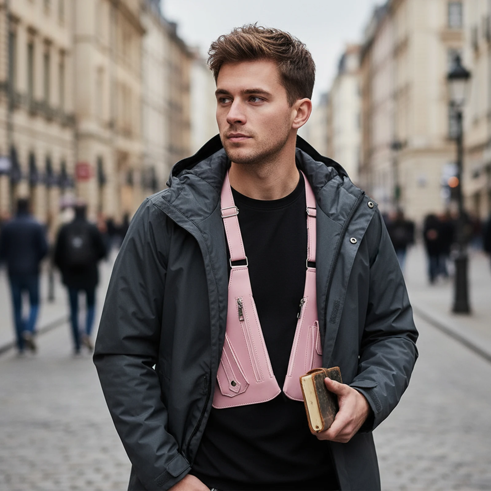 Torba na ramię z ekoskóry, wielokieszeniowa, z paskiem pod pachę, portfel, kieszeń, torba crossbody antykradzieżowa dla kobiet i mężczyzn