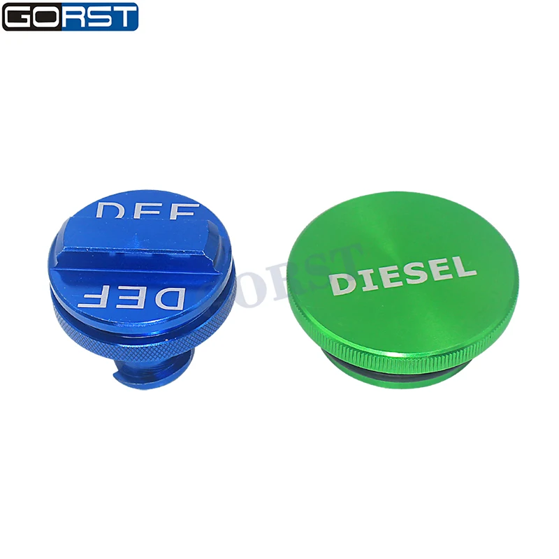 Green Billet Fuel Cap and Blue DEF Cap for Dodge Ram 2500 3500 for Cummins 2013-2017 and EcoDiesel