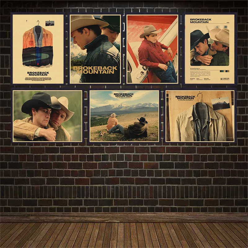 Постер из крафт-бумаги в стиле классического фильма Brokeback Mountain, винтажный декор для спальни и общежития, живопись, художественная Настенная Наклейка