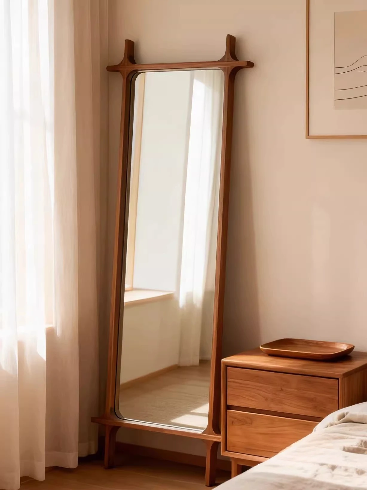 American retro full-length mirror Mid-style designer high-end floor-to-ceiling dressing mirror