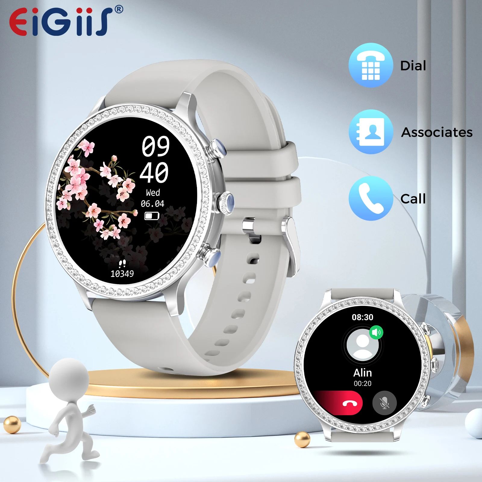 

EIGIIS Women Smart Watch 1.32" HD Full Touch Screen Fitness Tracker Call Receive/Dial with Sleep Monitor Pedometer Smartwatch