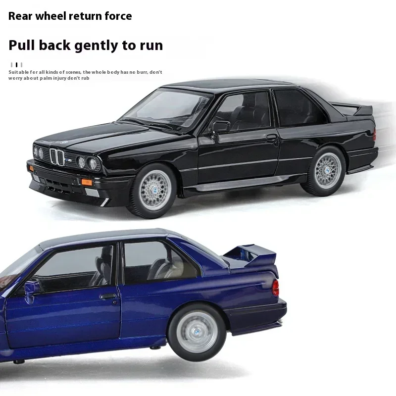 1:24 1988 M3 E30 Alloy Sports Car Model Diecasts Metal Classic Car Model High Simulation Sound and Light Childrens Toys Gift
