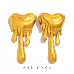 UHBINYCA Heart Melting Lava Shaped Earrings for Women, Stainless Steel Rust Proof Hypoallergenic Daily Personalized Jewelry