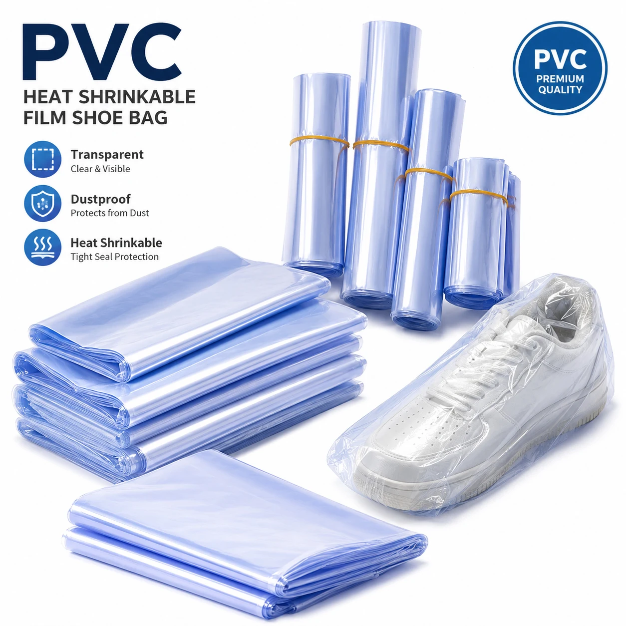 25–50 Stück transparente PVC-Schrumpffolienbeutel, versiegelbare Schrumpffolie mit flachem Mundstück für Heimwerkerarbeiten, Lebensmittel, Geschenkverpackungen