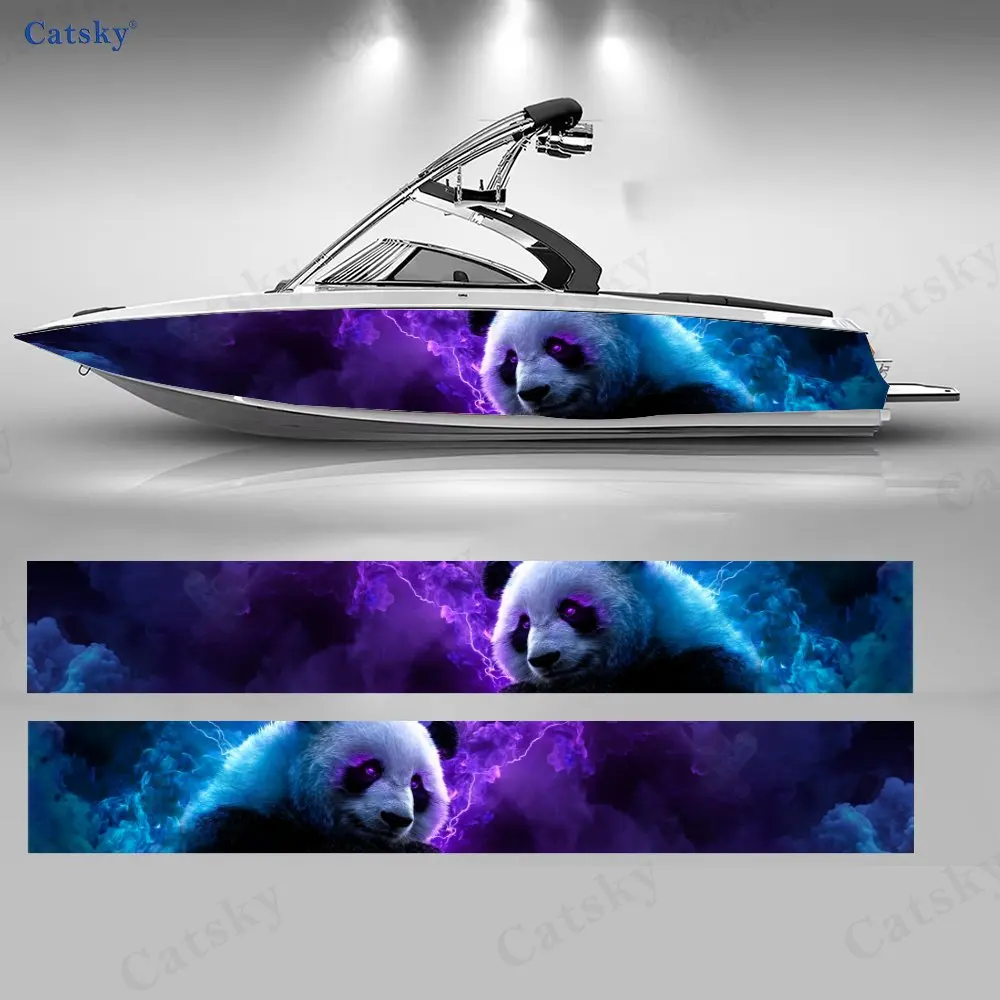 

2 шт. психоделических наклеек с пандами для лодок, водонепроницаемые виниловые наклейки из ПВХ для рыболовных судов, прочные и стильные.