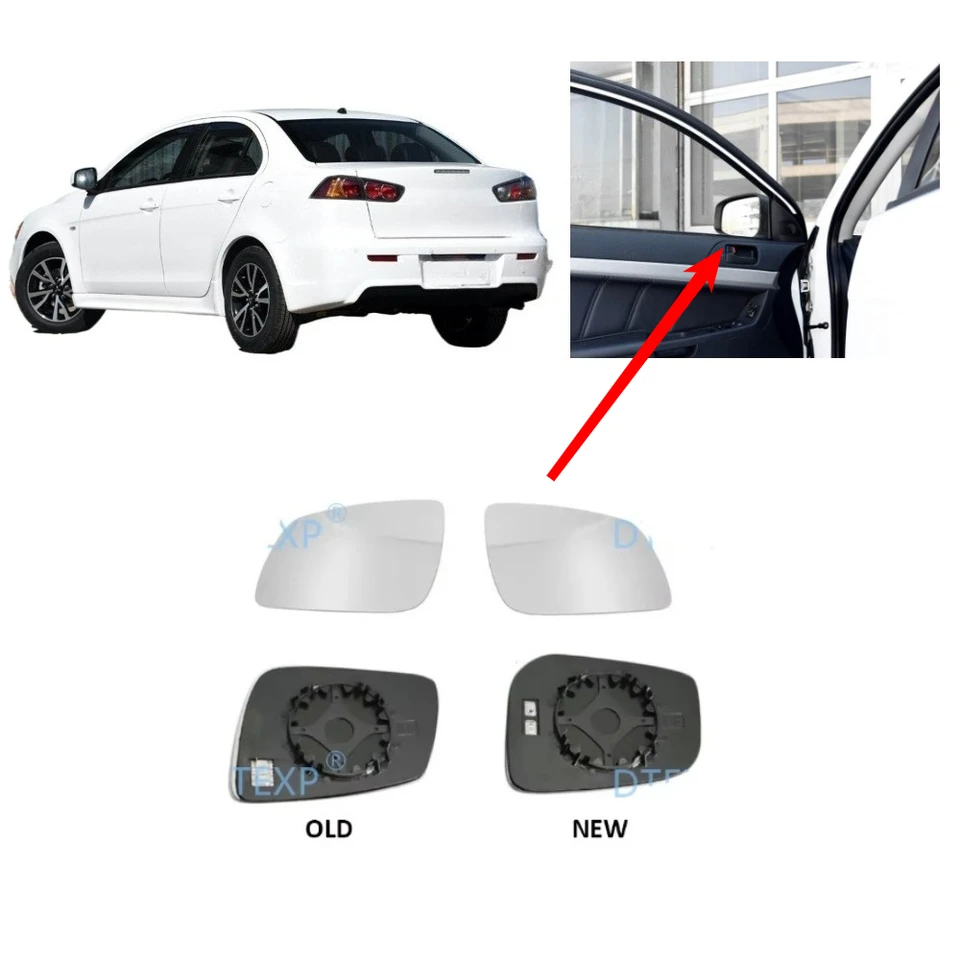 1 Pcs LHD Side Rear View Mirror Glass for Lancer 2013-2020