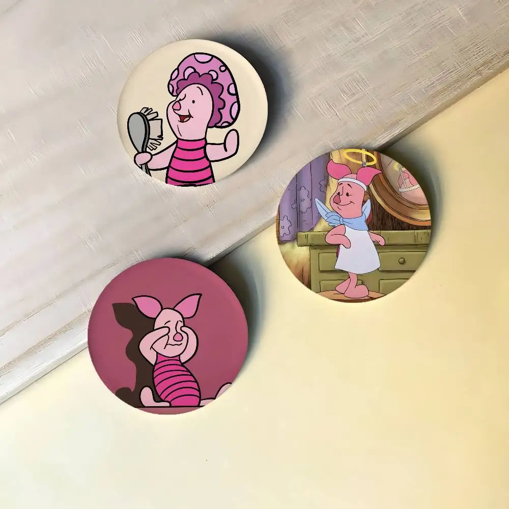 P-Piglet Character Badges Peripheral Lapel Pins Tinplate Round Brooch For Shoulder Bag Accessories Souvenir Gifts