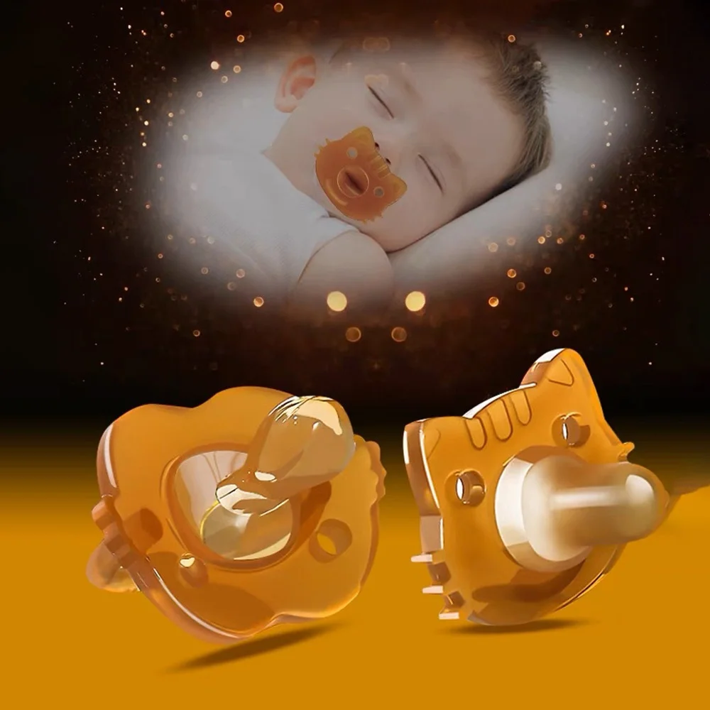 New Creative Silicone Bear Pacifier Day Round Head Night Flat Head Storage Box Chain Baby Teether Toys Newborn Pacifier