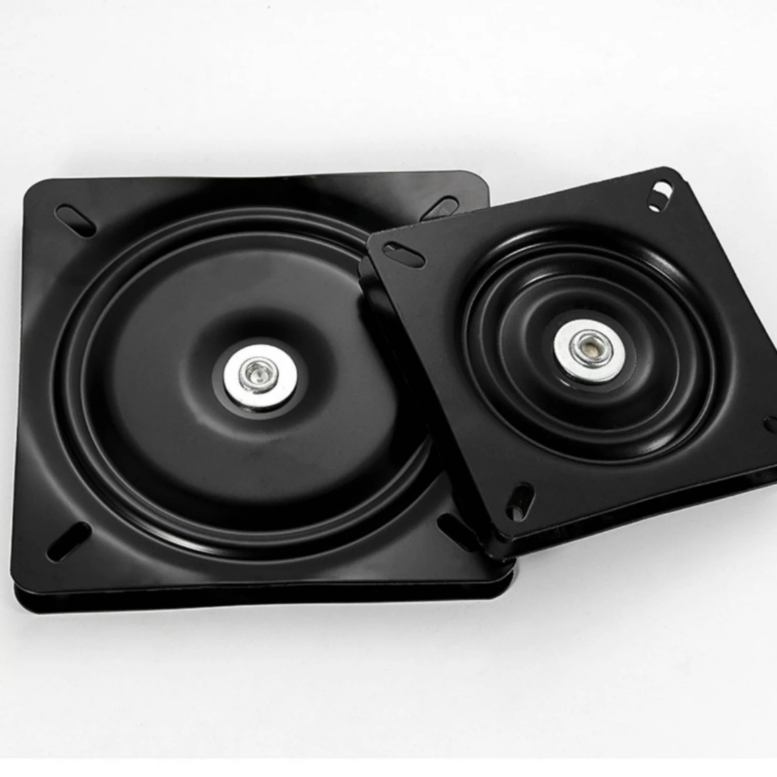 Black Steel Turntable Base Mounting Slots Square Mount Turntable Base Heavy Duty Swivel Plate Slimline