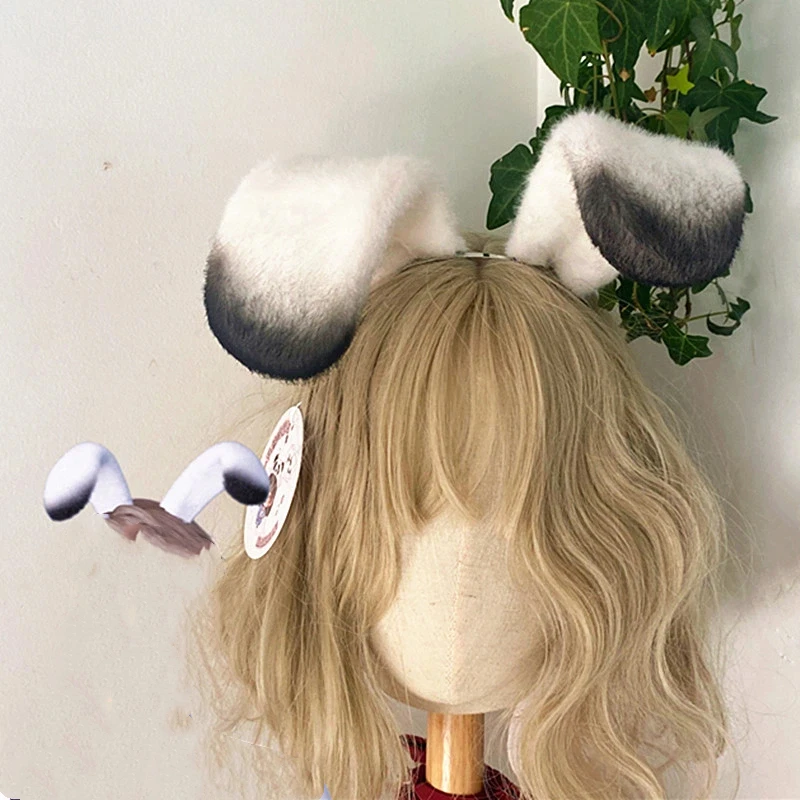 Handmade Customized Rabbit Ear Cosplay Lovely Bunny Cos Props Hair Hoop for Anime Lolita Christmas Halloween Cosplay Costume