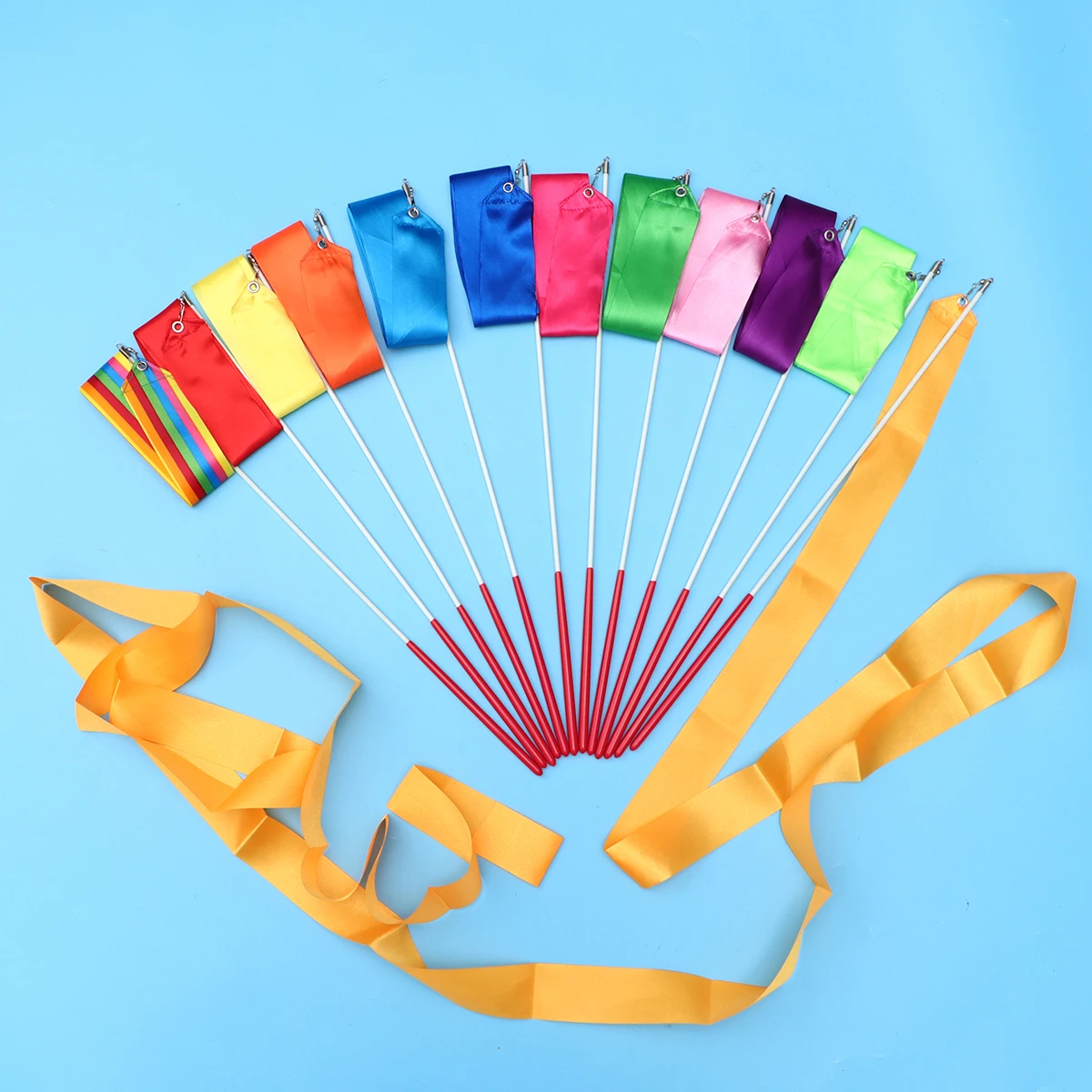 

12 Pcs Kids Dancing Streamers Rhythmic Gymnastics Ribbons Silk Dance Ring Child Colorful Ribbon LongTimeUse IdealFor