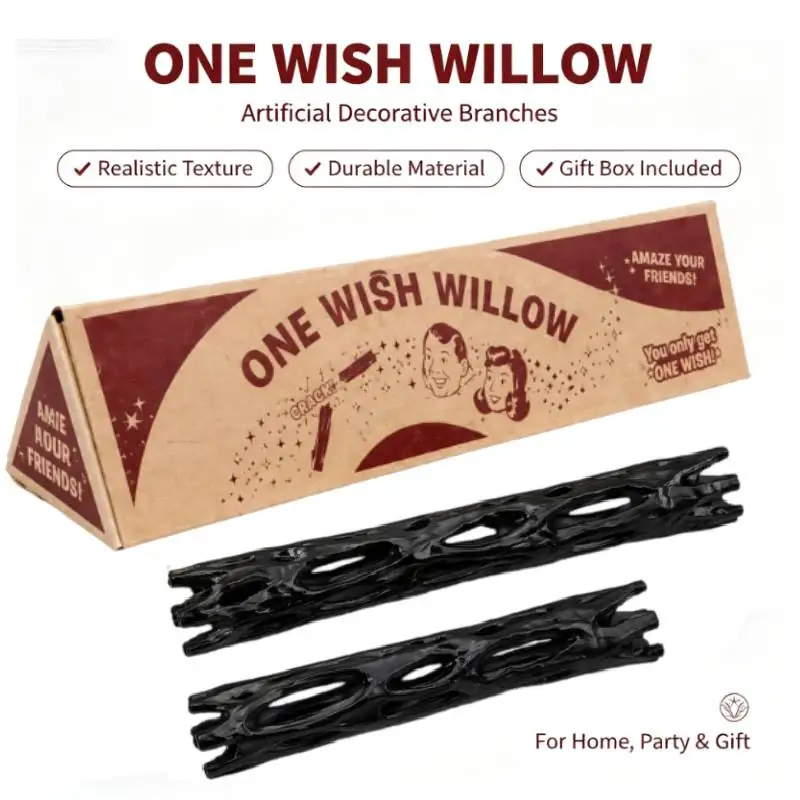 3D Printed One Wish Willow Stick with Box Black Willow Wood Wishing Stick Multi-Purpose Wish-Making Snap Sticks Gift for Friends