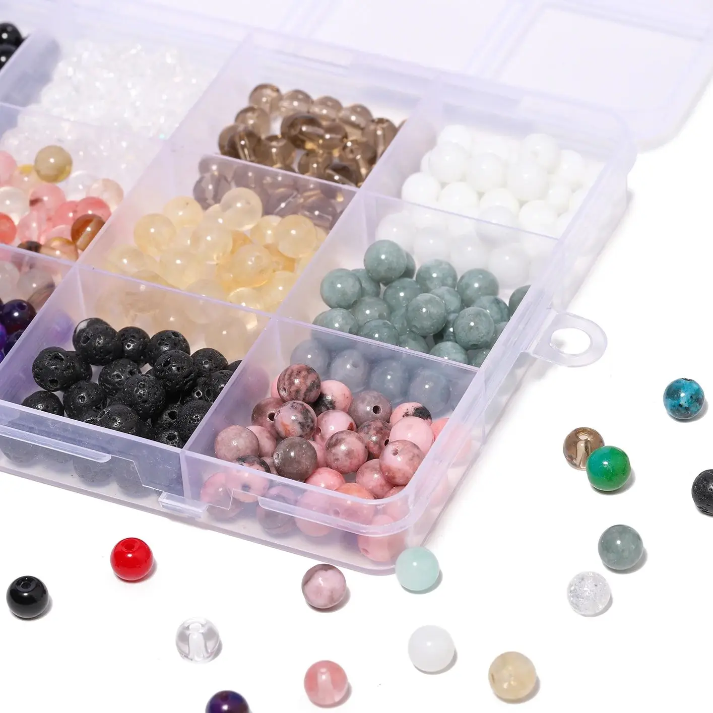 15 شبكة/صندوق 6 مللي متر مجموعة خرز الحجر الطبيعي الجزع البركاني الحمم البركانية فضفاض خزر عازل عدة للمبتدئين صنع القلائد سوار ذاتي الصنع #3