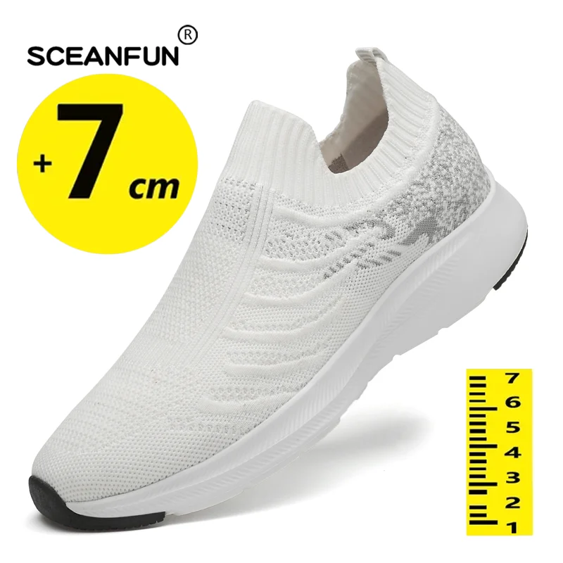 Toenemende Lift Man Sneakers Zomer Lift Schoenen Hoogte Verhogen Schoenen Voor Heren Mesh Licht 7Cm Slip-On Casual Sportschoenen