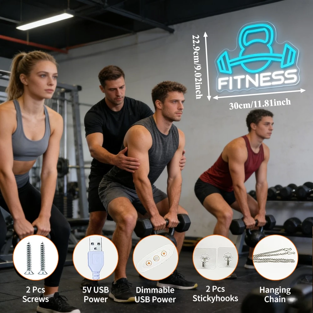 لافتة نيون للياقة البدنية بإضا - مراجعة Home Gym Neon Sign وسعره
