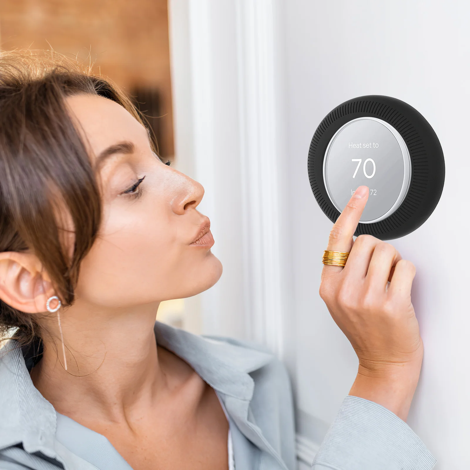 لوحة حائط ترموستات كبيرة من السيليكون، غطاء لمس ناعم، سهل التركيب، ملحقات ترموستات، إمداد لاسلكي