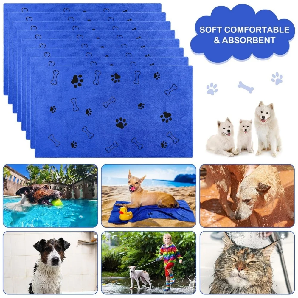 Microfiber Pet Towel 60x100cm Quick-Drying Cat Dog Convenient Cleaning Towel Highly Absorbent Pet Bath Towel Dog Accessories