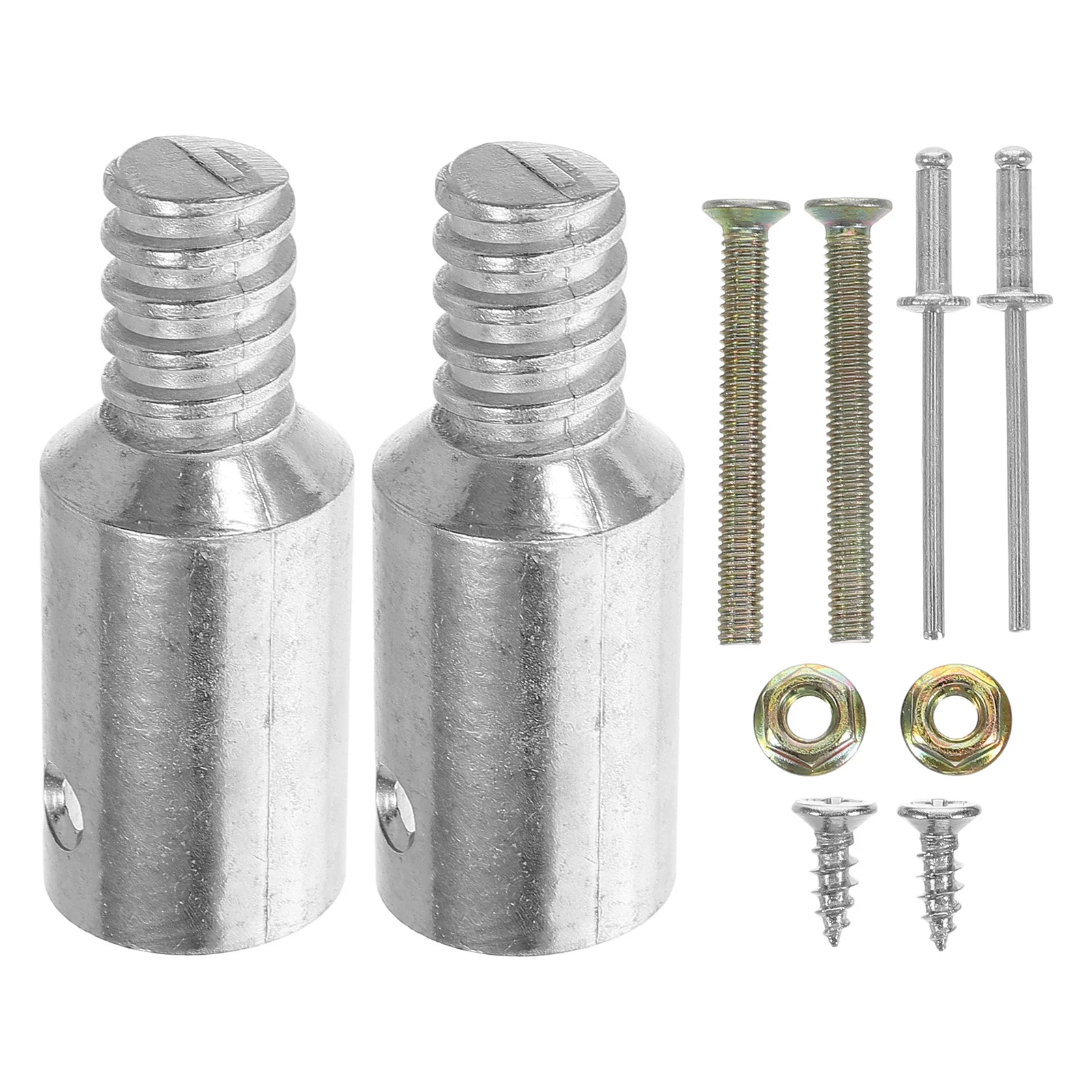 1Set Aluminum Alloy American Style Threaded Connector Tips Silver 25mm Threaded End Replacement for Wood Metal Pole Handles Push