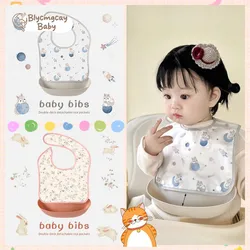 Newborn Baby Waterproof Detachable Bib Baby Cartoon Bib Cute Baby Bib Baby Saliva Pocket Eating Pocket Feeding Tableware Set