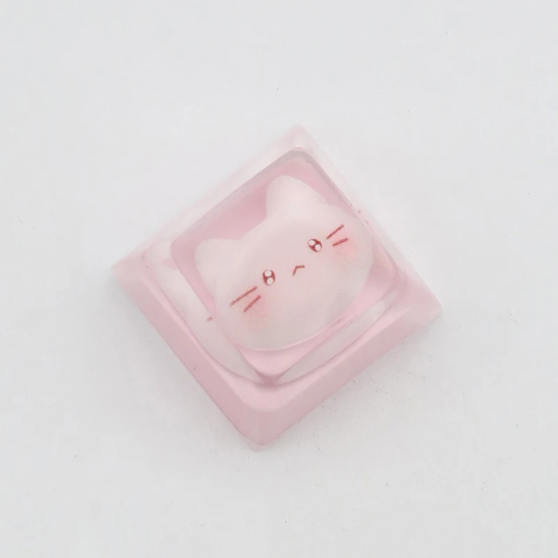 Adorable Semi-Transparent Kt Cat Cartoon Keycap for Mechanical Keyboards, Cross Axis Design