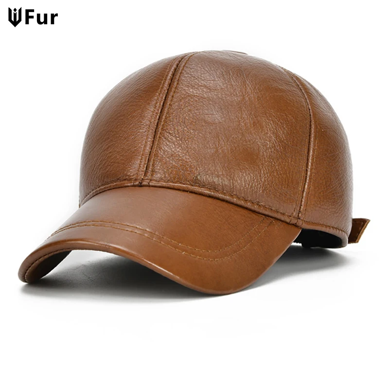 2025 Adjustable Men's Genuine Cowhide Leather Baseball Cap for Fall Winter Outdoor Sports Hat Men Real Cowhide Leather Caps