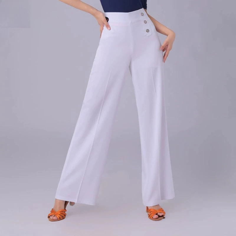 

Comfortable Modern & Latin Dance Trousers - New Style Pocket Trousers for Women High-Waisted Loose-Fit Ballroom Dance Trousers
