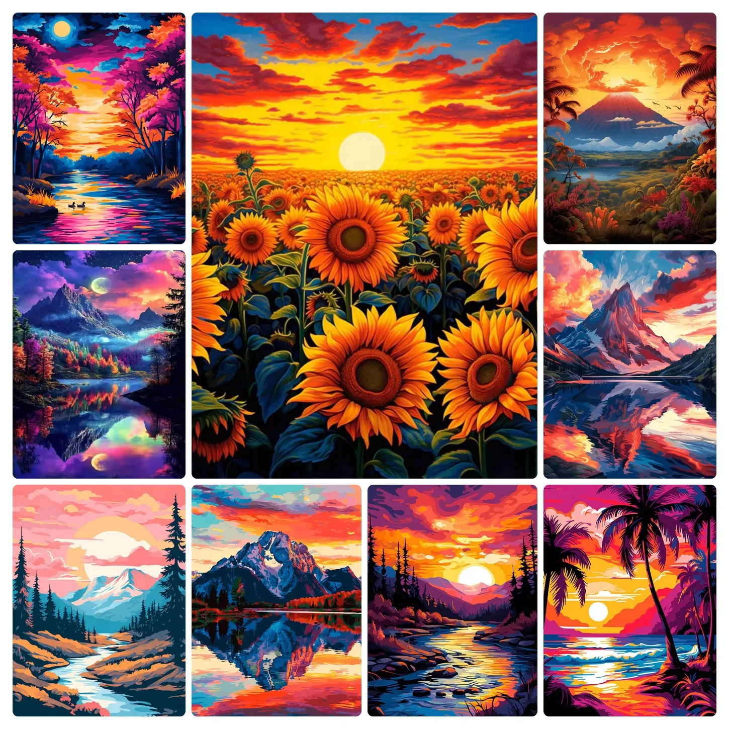 Jigsaw Puzzle 500/1000/1200/2000 Pcs Mountain and Sunset Flower Seaside Landscape Jigsaw Puzzles for Adults Stress Relief Toys