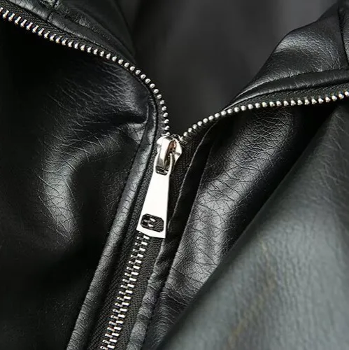 Trendy Loose Designer Women's Leather Jacket Stand Collar Biker Style Trade European And American Fashion