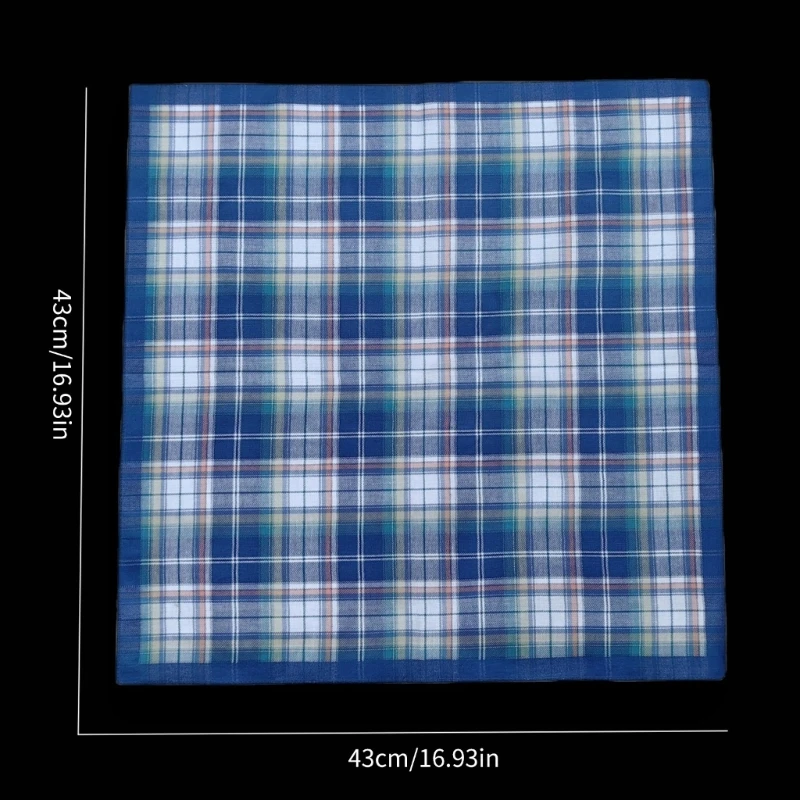 กระเป๋าผ้าเช็ดหน้า Checkered Hankies 17x17 นิ้วผ้าพันคอขนาดใหญ่ดูดซับสูงกระเป๋าผ้าเช็ดตัวเหงื่อดูดซับ