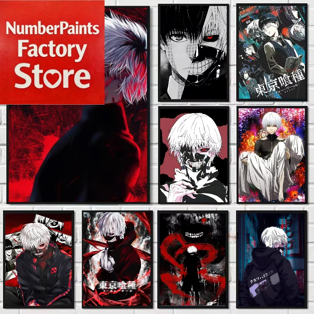 Pintura al óleo por número Anime Tokyo Ghoul decoración del hogar pared dormitorio Bar decoración estética de la habitación como regalo para un amigo, sin marco