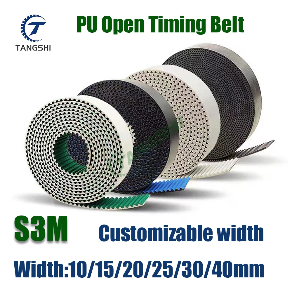 S3M PU Open Timing Belt for Robot Arm Translation Steel Wire Reinforced Widths 10mm-40mm Polyurethane Belt for Precision Motion