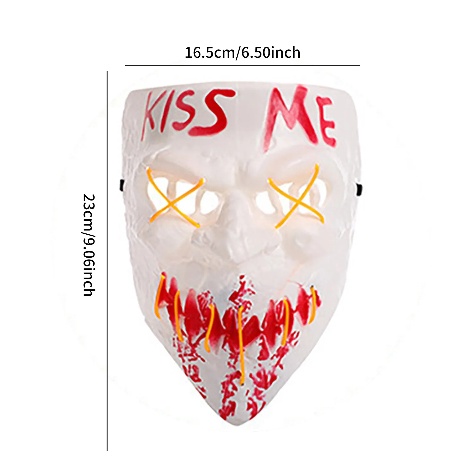 Halloween Costume Mask Evil Smiley Horror Mask Wireless Glowing Scary Mask Adult Kiss Me Mask Full Face Cosplay Mask Scary Masqu