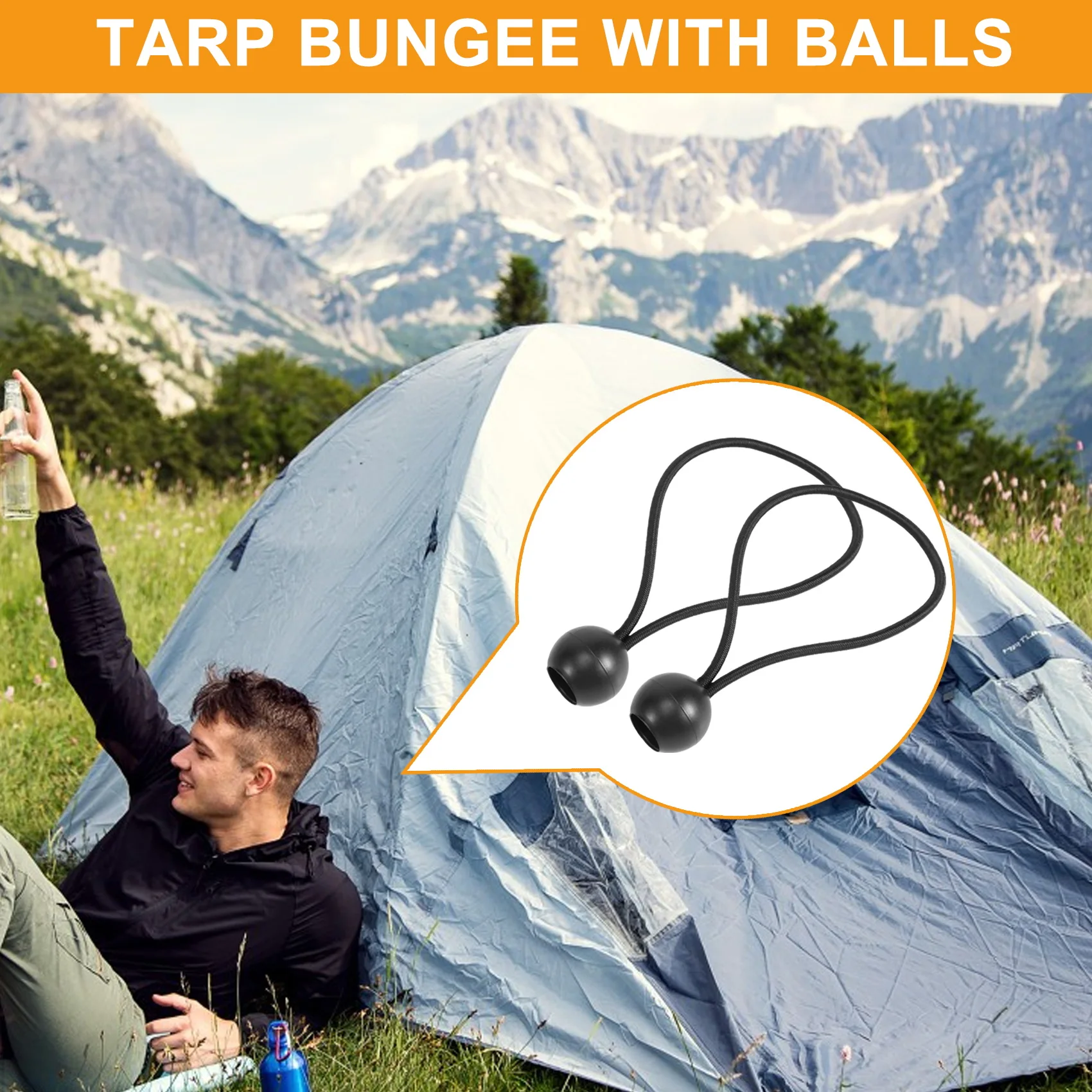 Feb.50 Pcs Ball Bungee Cords 6 Inch Tarp Bungee With Balls Black High Elastic Bungee Ties