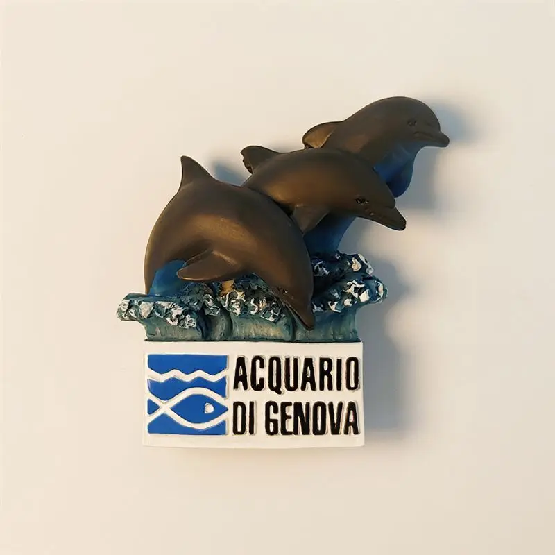 Golfinho mostrar na gênova aquário geladeira adesivo ímã adesivo decoração de casa resina itália lembrança presente