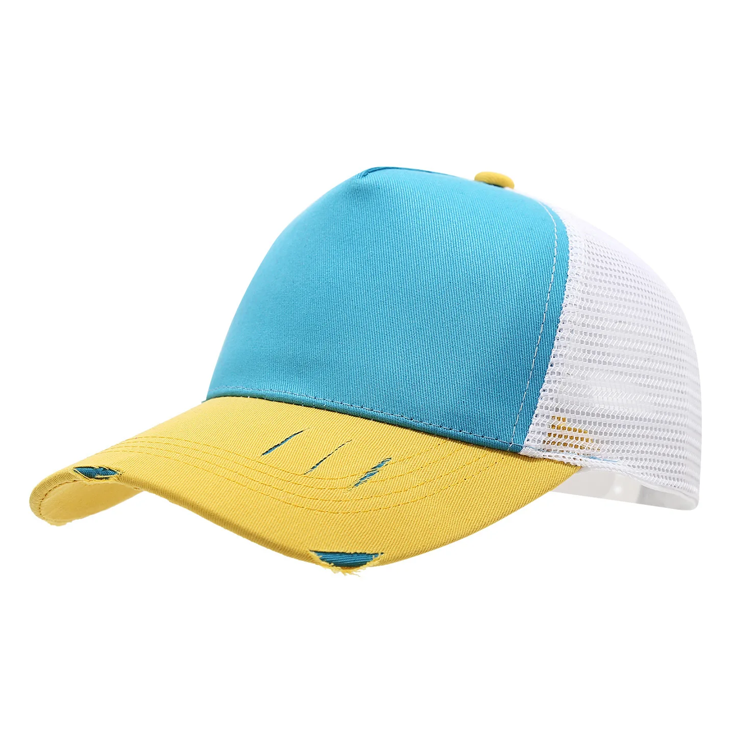 Customized Printed Logo New Product Color Blocked Hole Baseball Cap Sunshade Sun Protection Outdoor Casual Mesh Duck Tongue Hats