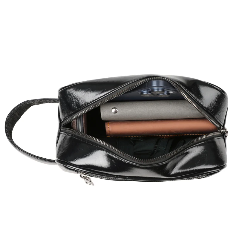 حقيبة يد جديدة للرجال حقيبة يد للرجال من الجلد الشمعي الزيتي محفظة طويلة بسحاب حقيبة هاتف حقيبة معصم pochette uomo classe zich