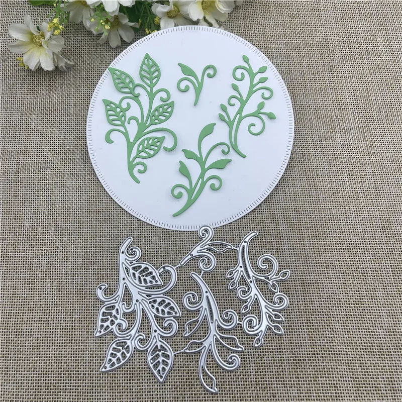 4pcs leaf decoration Metal cutting dies  mold Round hole label tag Scrapbook paper craft knife mould blade punch stencils dies