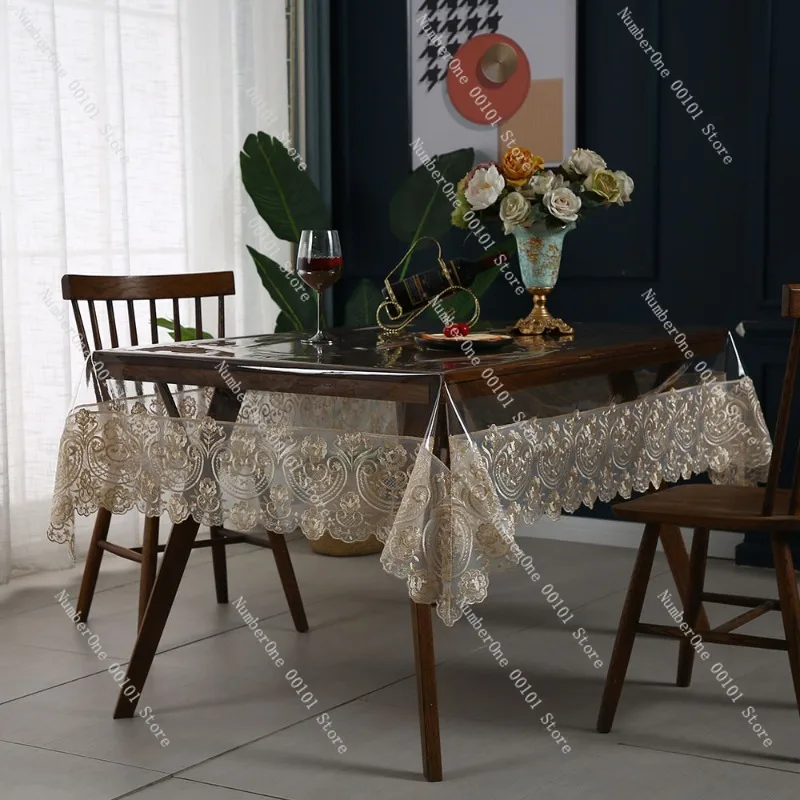 Elegant PVC Wash Free Tablecloth Waterproof Oil Proof Premium Home Tea Table Dining Table Cover Wear Resistant Non Slip Soft