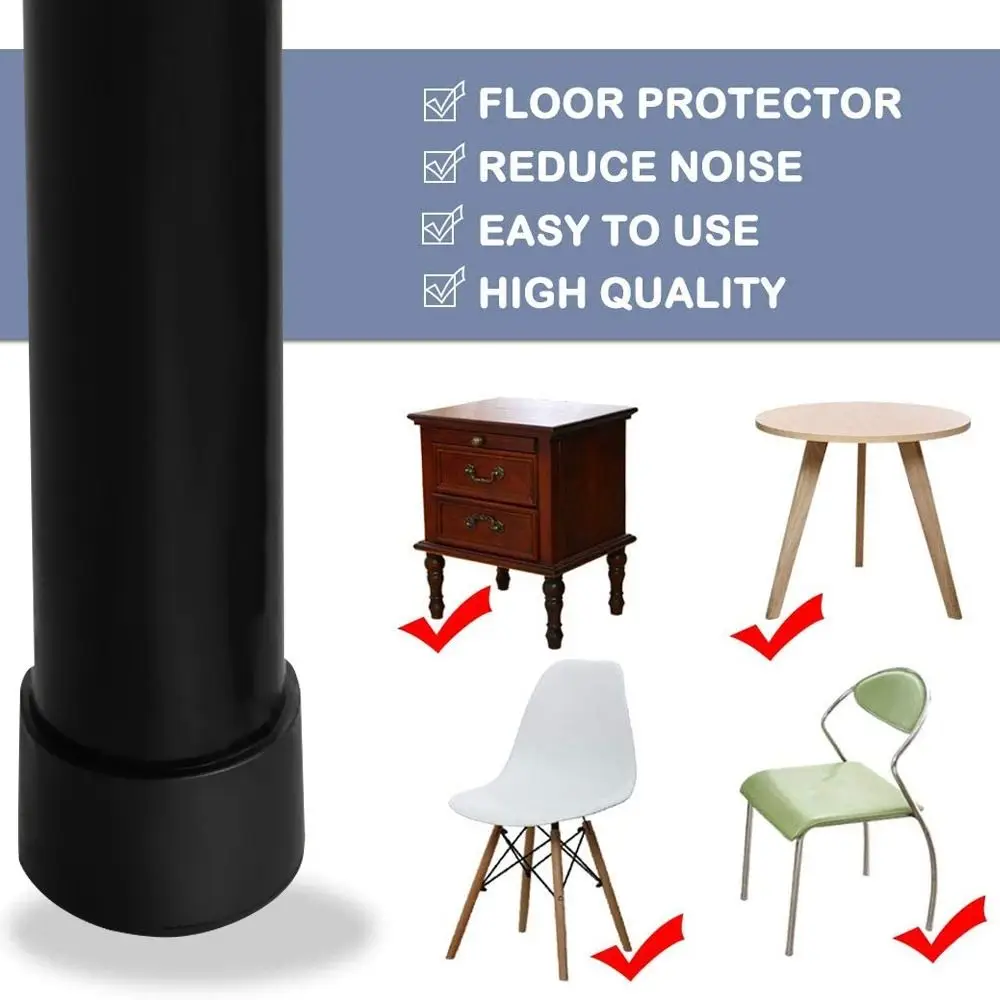 Foot Socks Square Chair Leg Caps Non-slip Black Table Foot Caps Round Furniture Leveling Feet Floor Protection