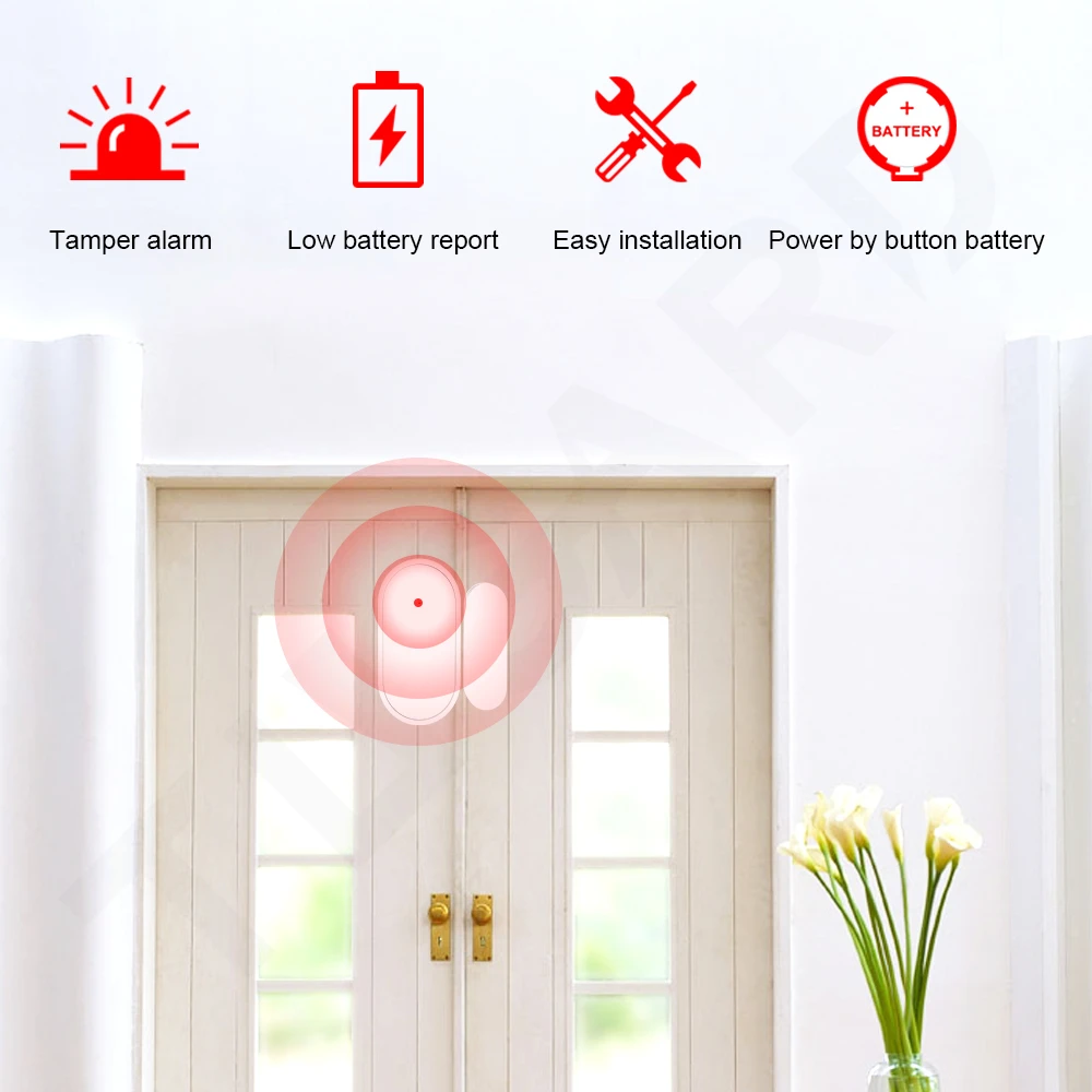 TUGARD D30 433mhz Wireless Door Window Sensor Mini Alarm Sensor Armed Disarmed for Home Security Alarm System APP Remote Control