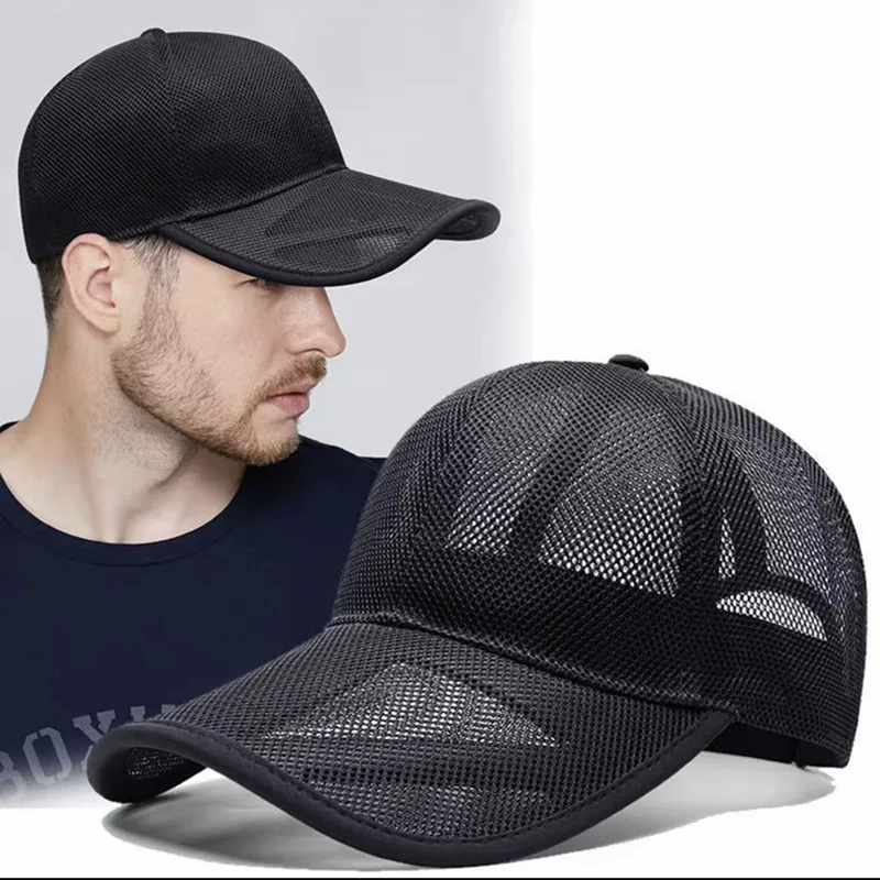 Summer Hollow Brim Breathable Full Mesh Baseball Cap, Unisex, Adjustable Sun Hat for Outdoor Activities