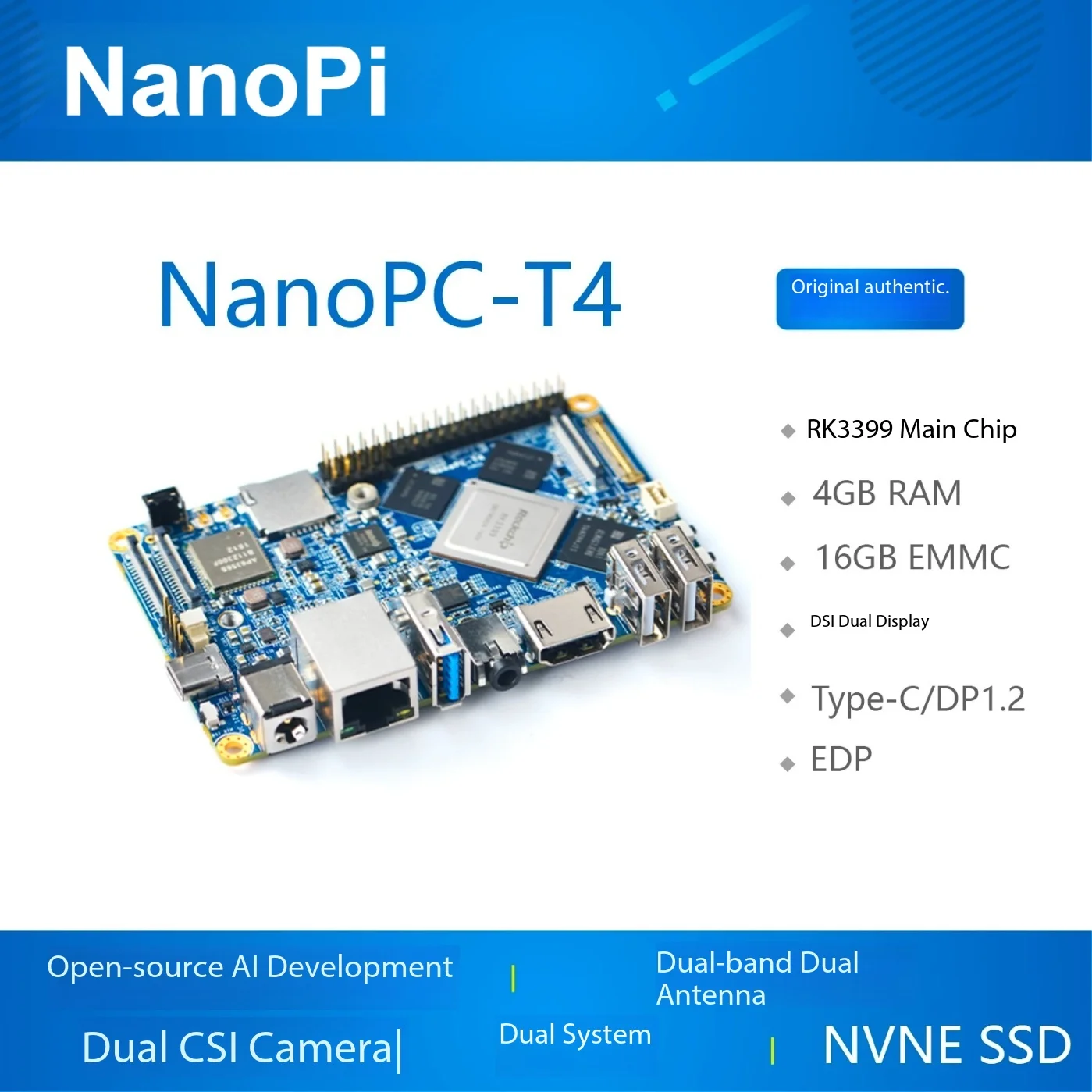 NanoPC T4 Development Board RK3399 NanoPi Linux Artificial Intelligence Android
