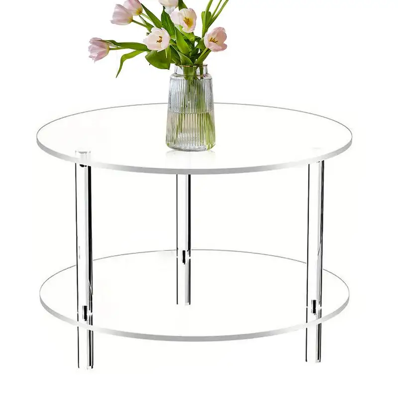 

Tea Table Round Center Table Double Layers Home Aesthetic Decoration Acrylic Modern Furniture For Home Studio Hotel