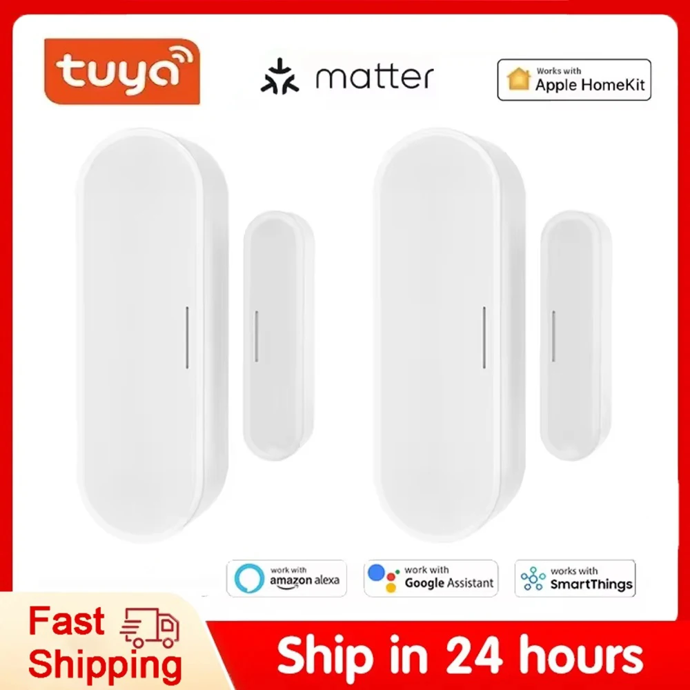 

Датчик двери и окна Tuya Matter с питанием от USB, датчик двери, работающий с HomeKit Alexa Google Home, умный дом